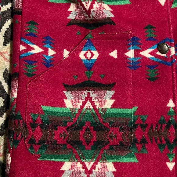 SOLD!!! M Pendleton Wool Shearling Indian Blanket Coat - Picture 13 of 14